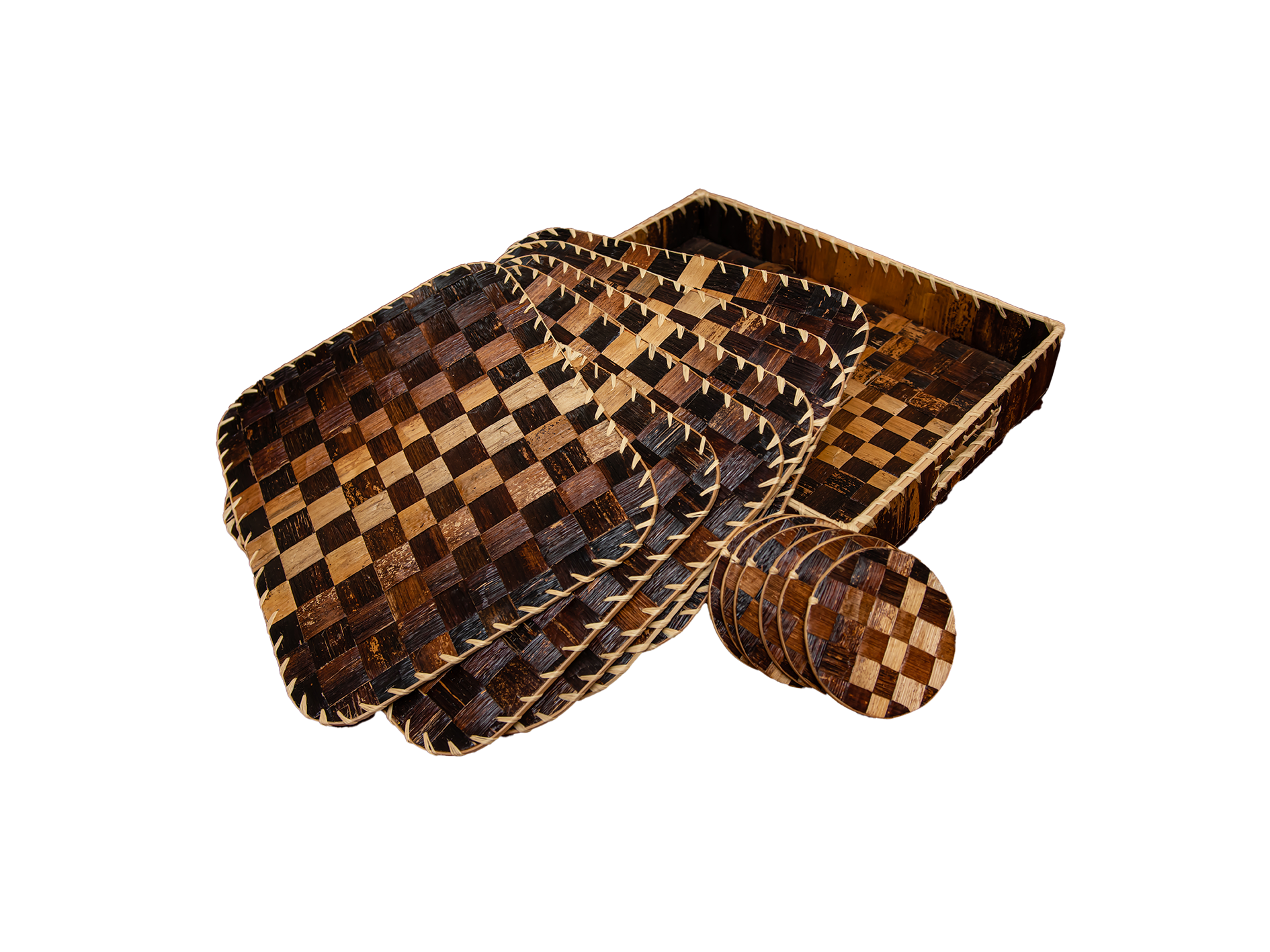 A Set of 6 Banana Fibers Handwoven Placemats – Rectangular